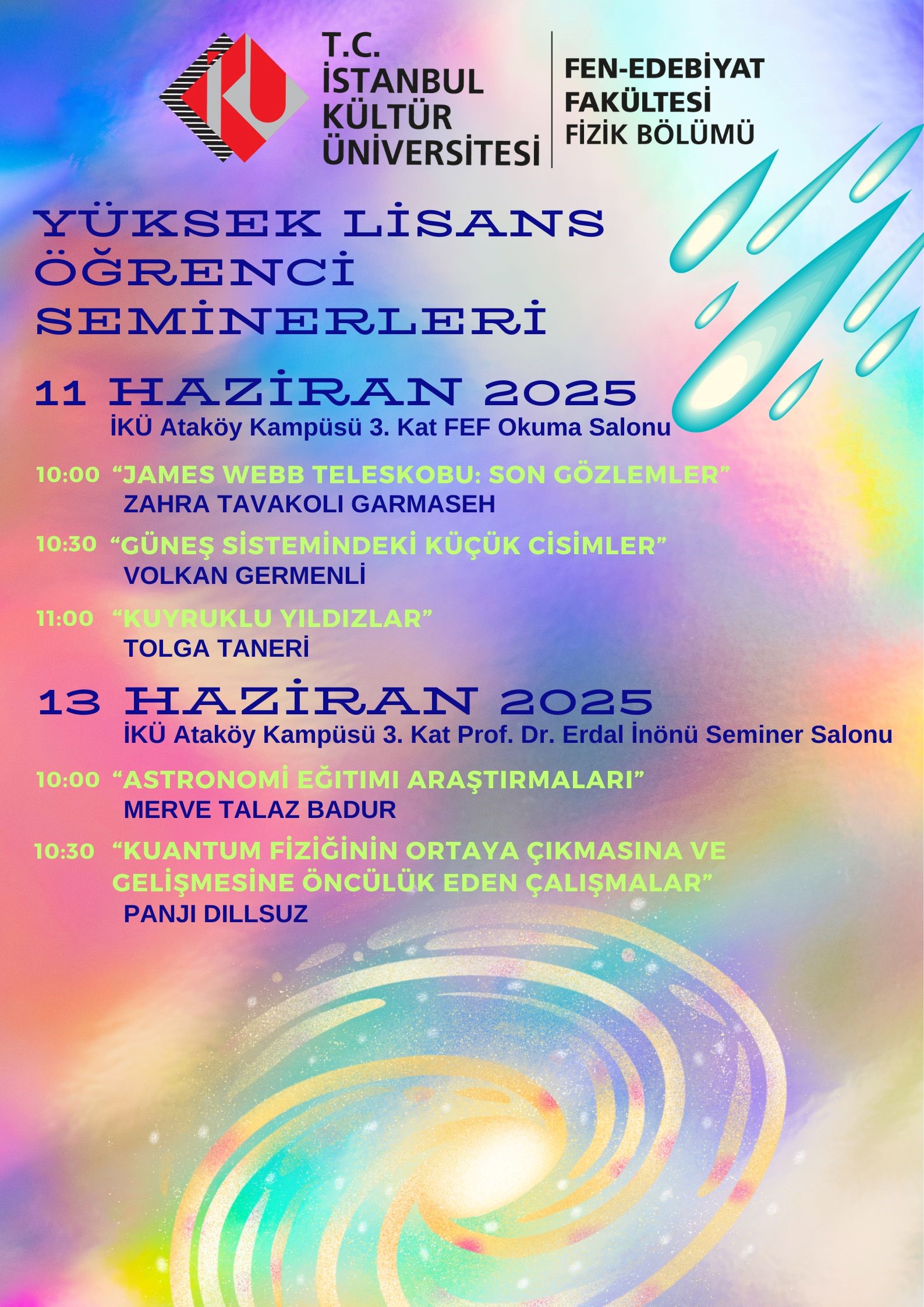 İKÜ Fizik Bölümü Yüksek Lisans Öğrenci Seminerleri