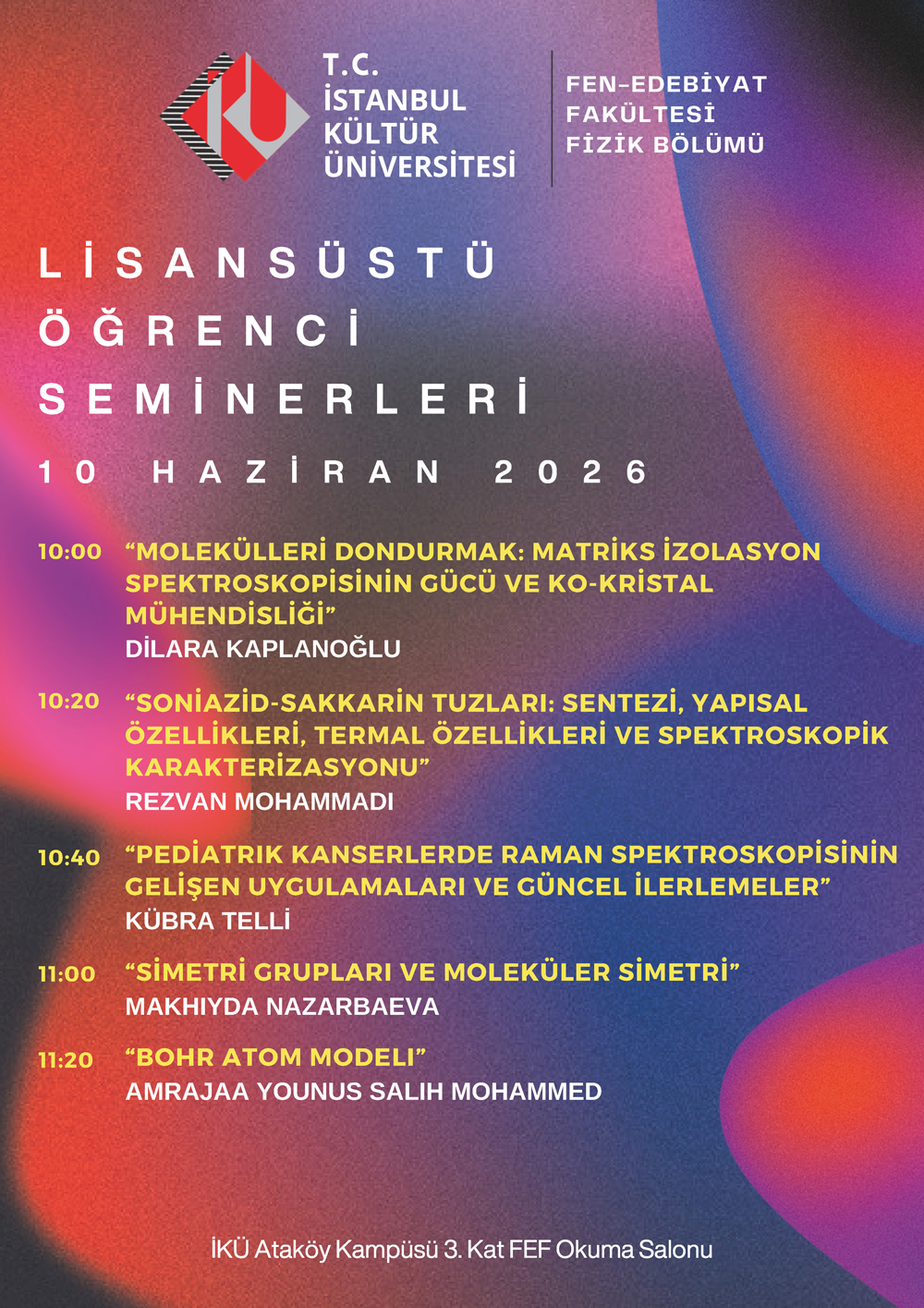 Fizik Bölümü Lisansüstü Öğrenci Seminerleri